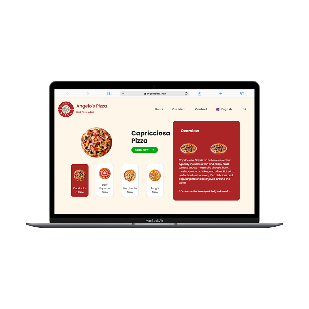 Angelo's Pizza Website - Prasetyo Website Developer